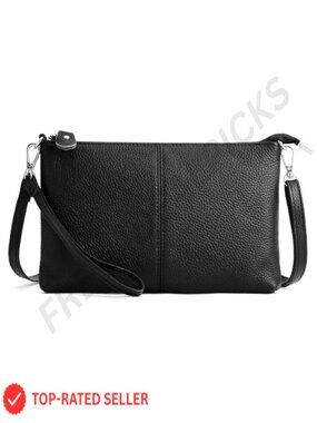 Genuine Leather Crossbody Bag Wristlet Purse RFID Blocking Small Handbag
